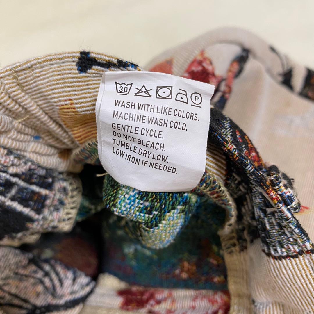 GUAPI風　タペストリーパンツ　S カーゴパンツ　海外　サイズ28 刺繍パンツ