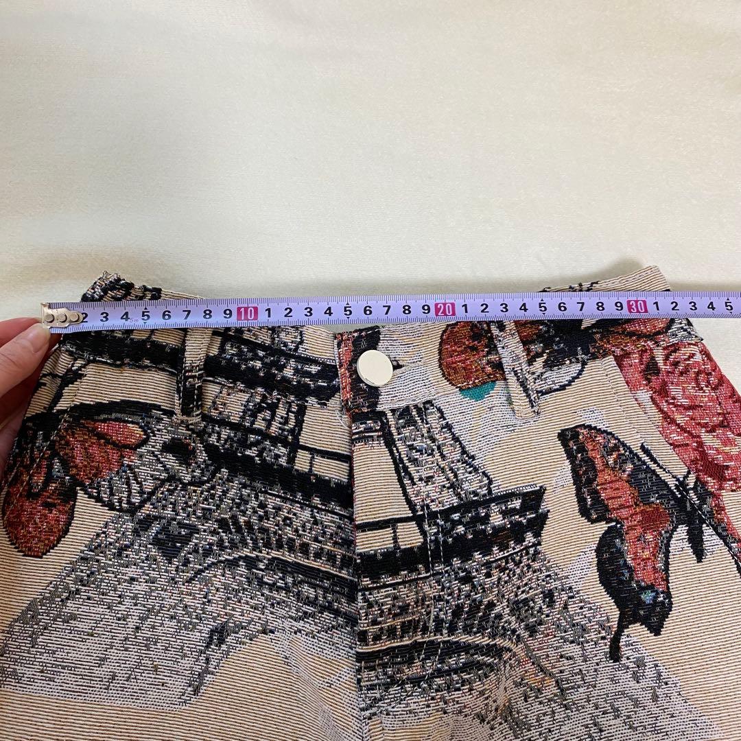 GUAPI風　タペストリーパンツ　S カーゴパンツ　海外　サイズ28 刺繍パンツ