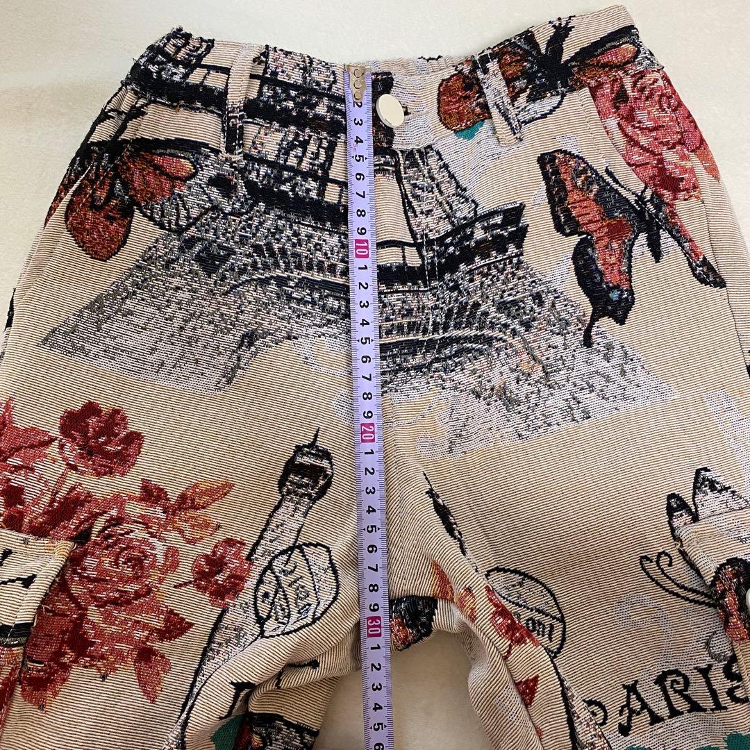 GUAPI風　タペストリーパンツ　S カーゴパンツ　海外　サイズ28 刺繍パンツ