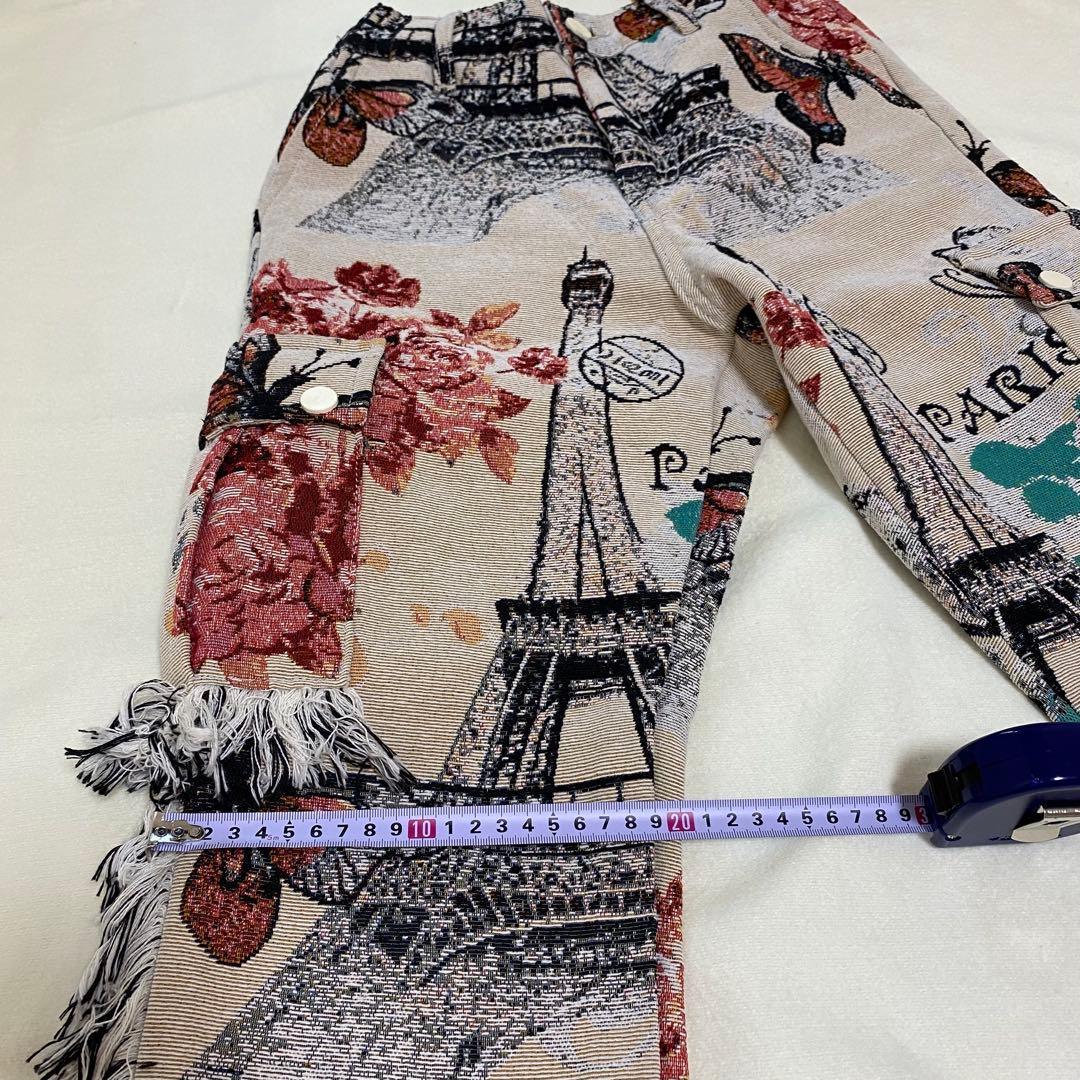 GUAPI風　タペストリーパンツ　S カーゴパンツ　海外　サイズ28 刺繍パンツ
