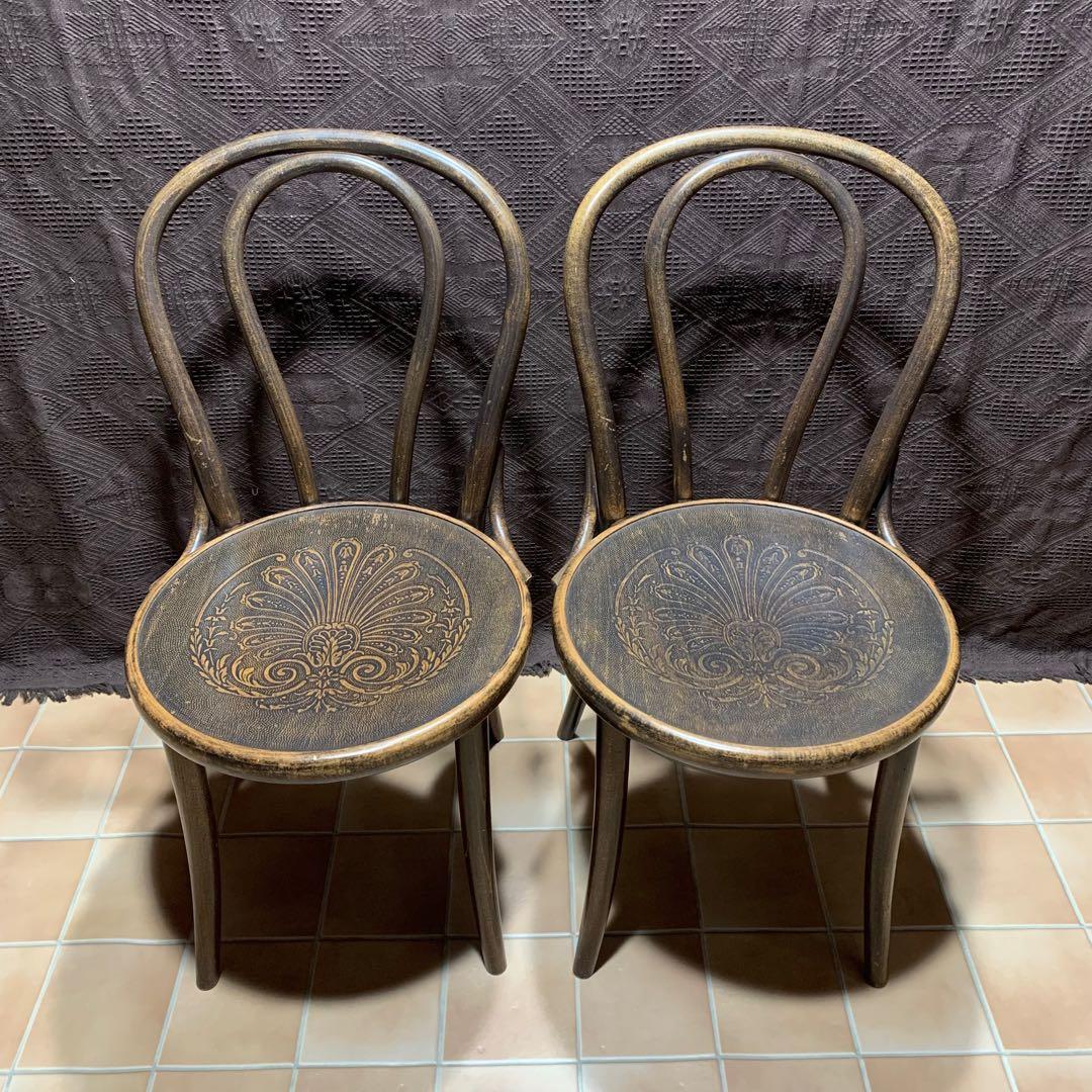 【希少】TON社製 2脚セット ベントウッドチェア アンティーク 曲げ木 チェア
