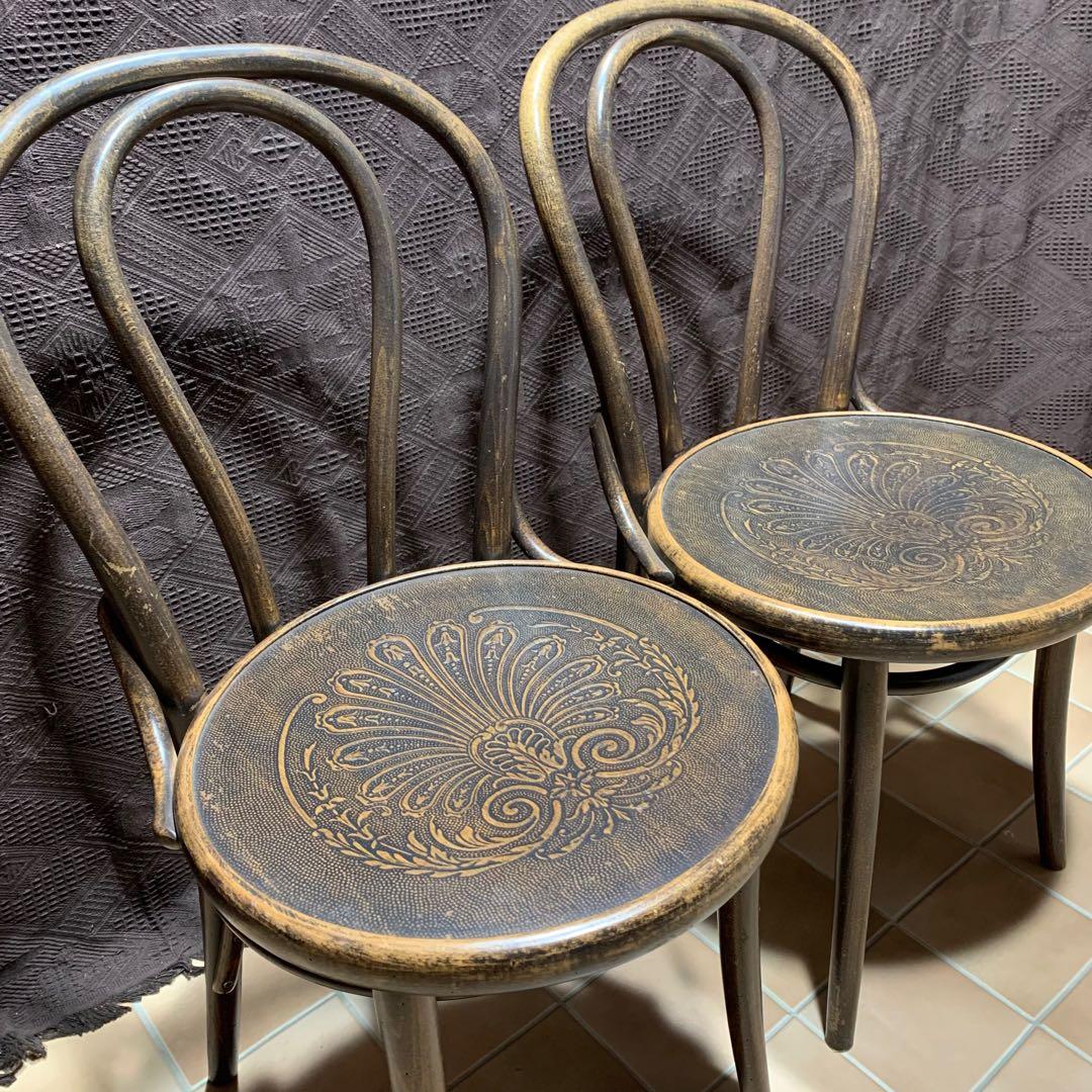 【希少】TON社製 2脚セット ベントウッドチェア アンティーク 曲げ木 チェア