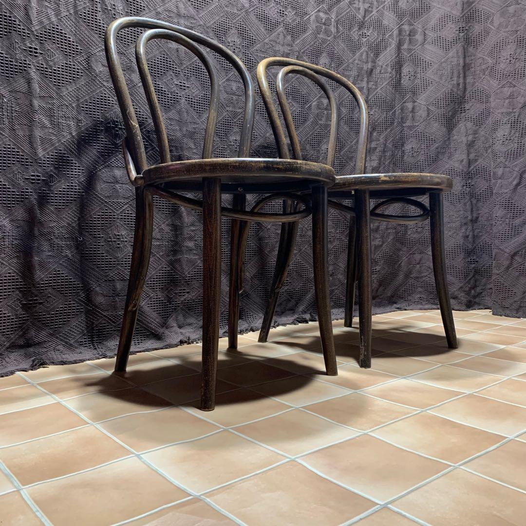 【希少】TON社製 2脚セット ベントウッドチェア アンティーク 曲げ木 チェア