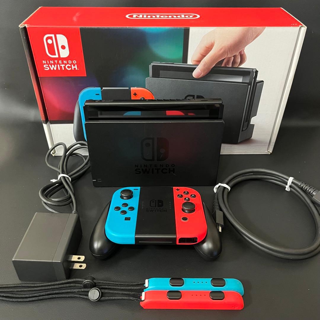 【美品/未対策機/初期型/箱付き】Nintendo Switch 本体 青/赤