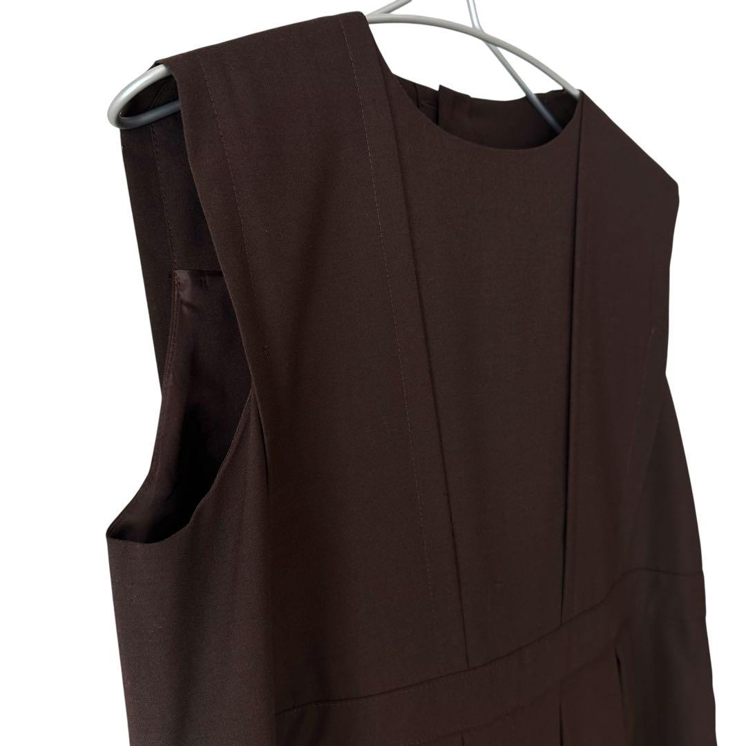 アトリエドゥサボン タックロングワンピース 太プリーツ ブラウン