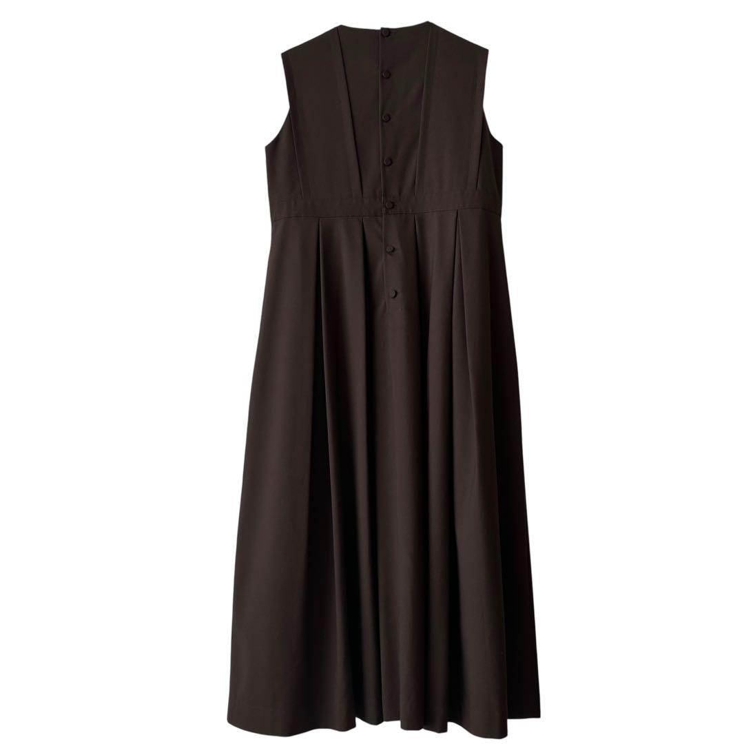 アトリエドゥサボン タックロングワンピース 太プリーツ ブラウン