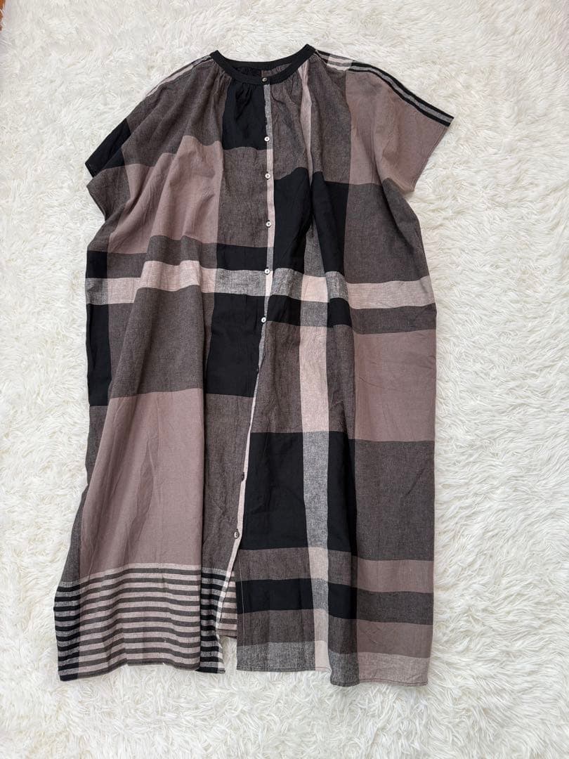 ノップドゥノッド ワンピース パネルチェック　ロング　2wayギャザー