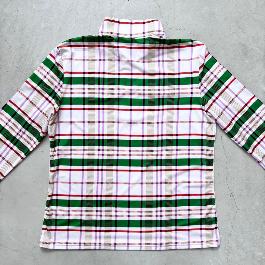 【美品】LANVIN SPORT ハイネックハーフジップシャツ タータンチェック