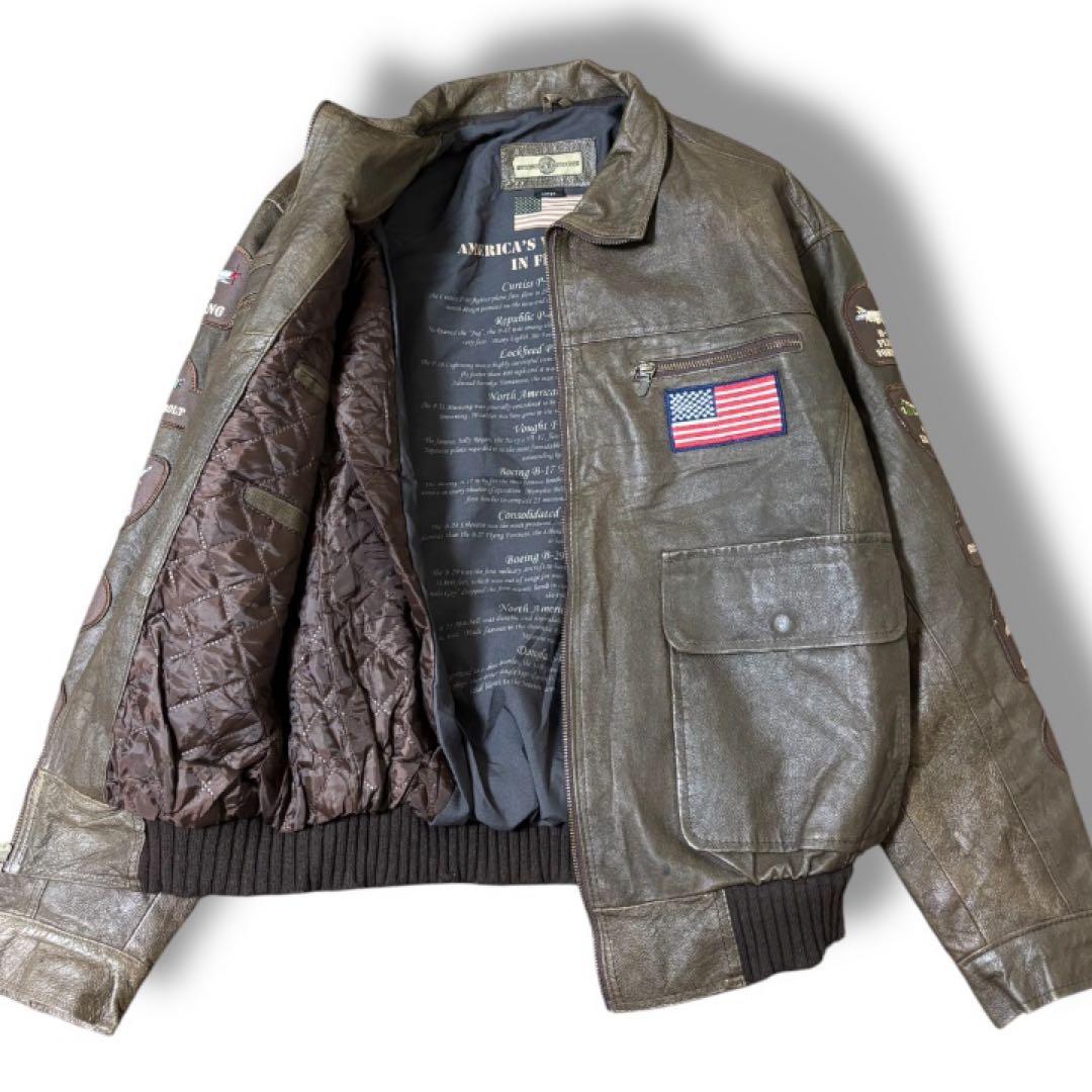 【希少モデル】BRADFORD EXCHANGE★本革A-2フライトジャケットL