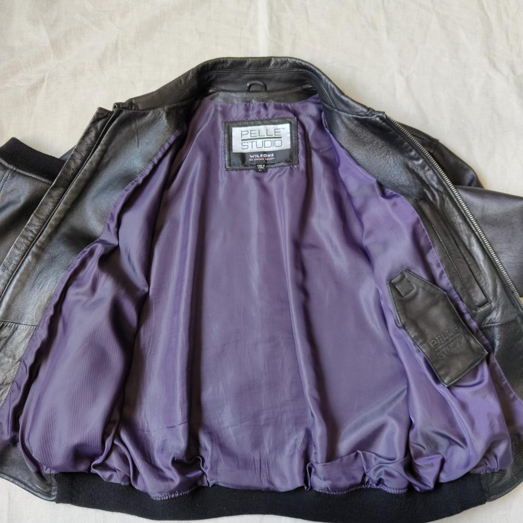 90s WILSONS レザー ブルゾン スイングトップ ドリズラー ブラック黒