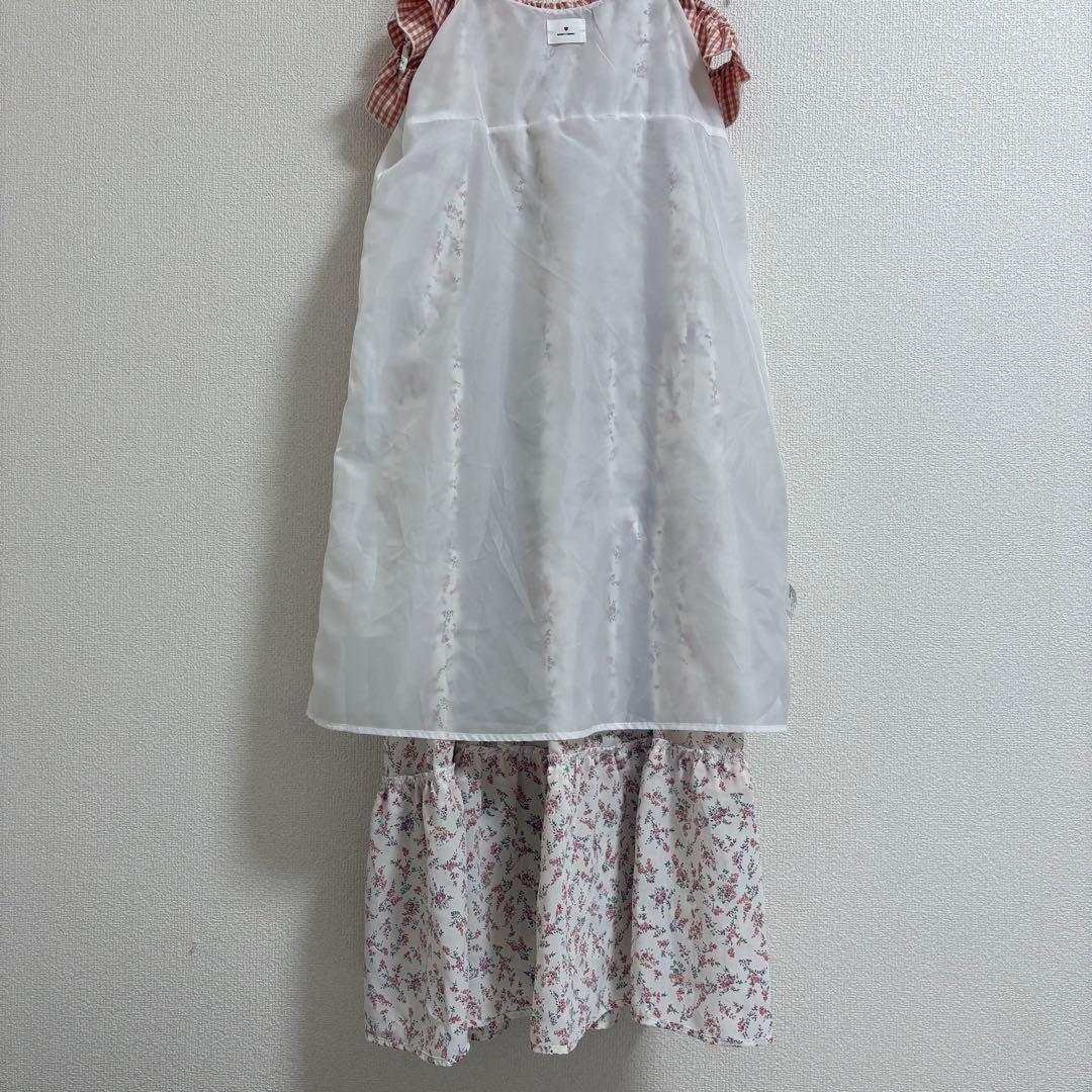 merry jenny 花柄ティアードワンピース フリル ギンガム ロング