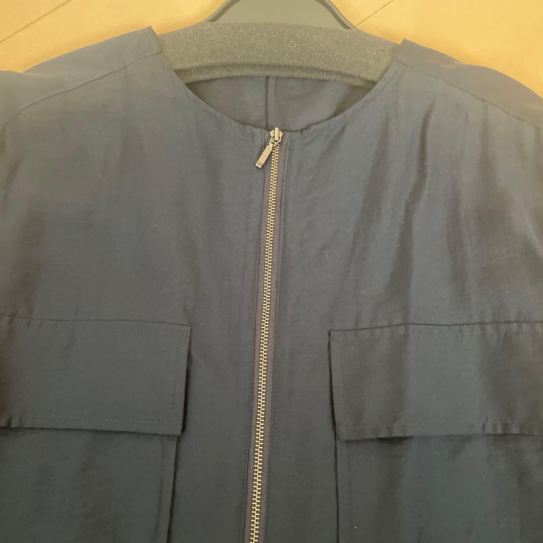 ICBリヨセルナイロンワッシャー ノーカラーブルゾン ネイビー サイズ4