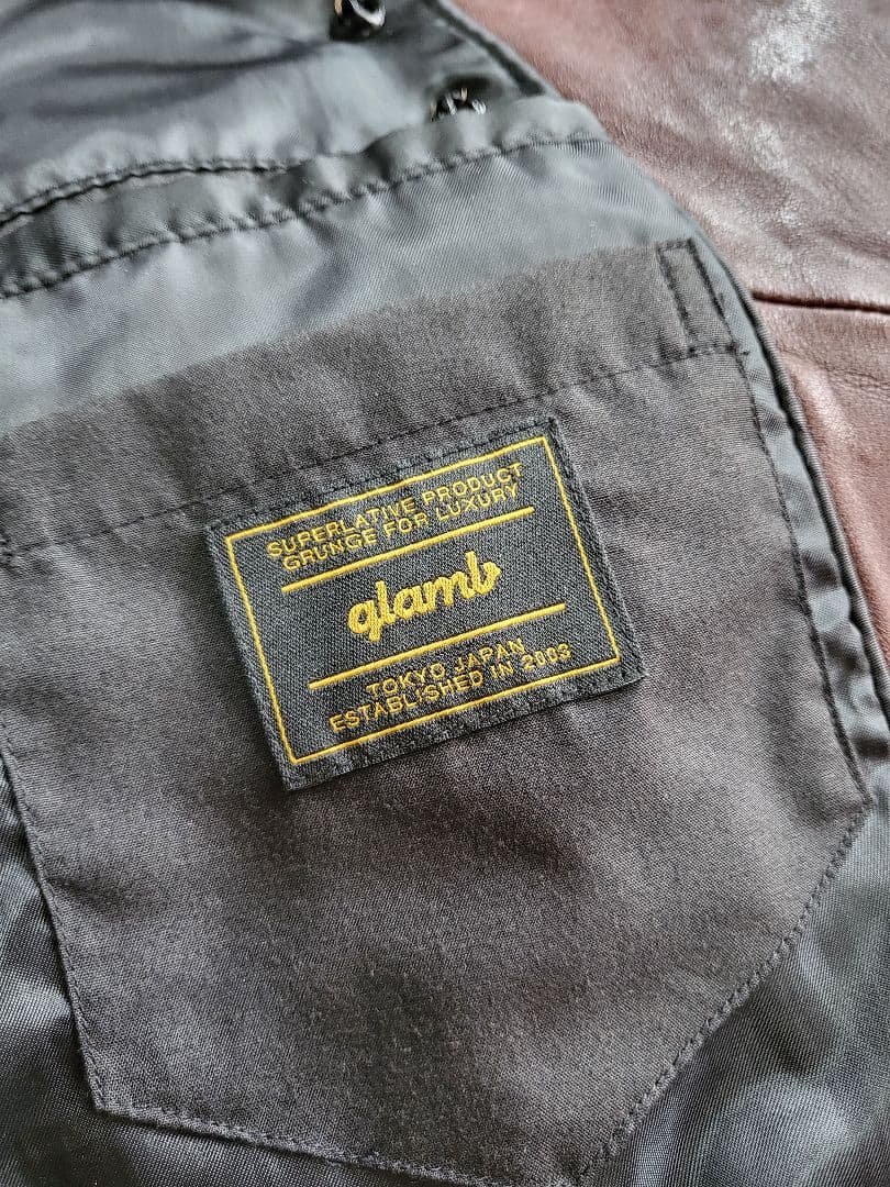 送込 glamb レザー ライダース ジャケット シープ 2 ブラウン