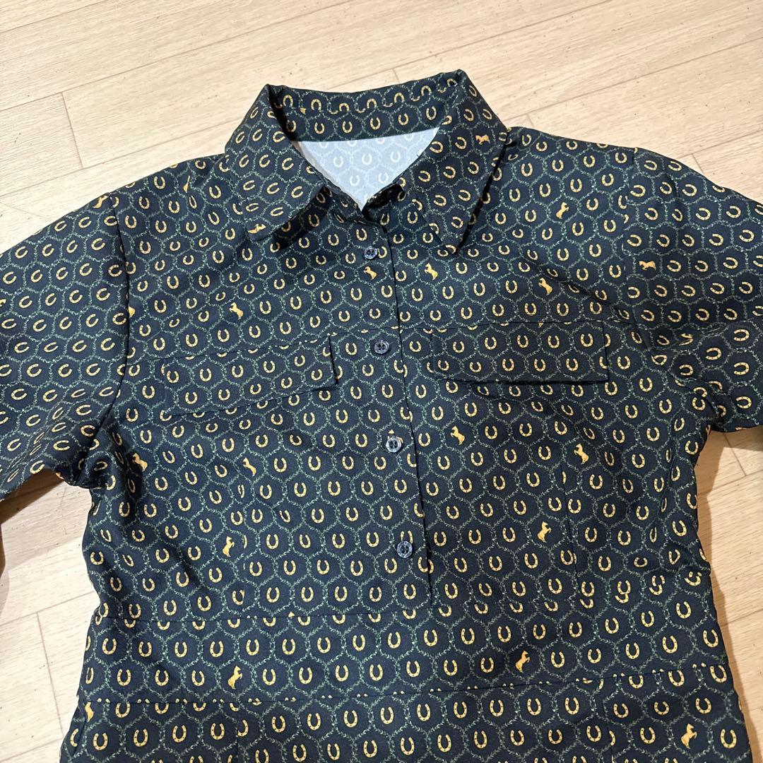 EIMI GOLF 馬蹄と動物柄の長袖ワンピース