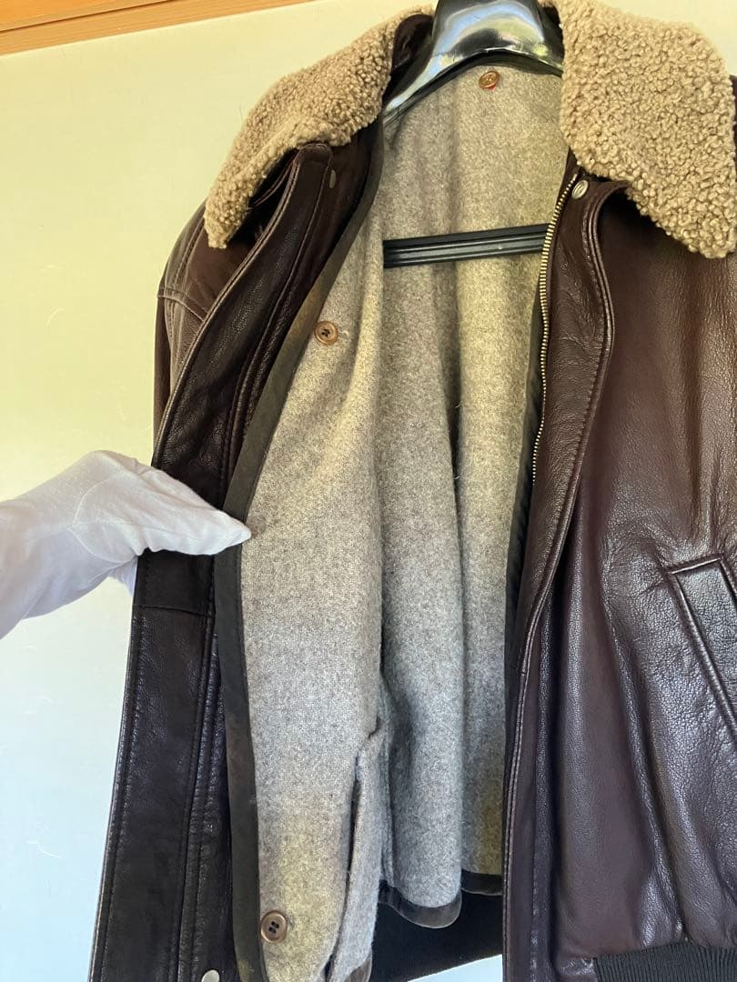 d*9様 BALLY ブラウン レザージャケット ボア襟　イタリア製