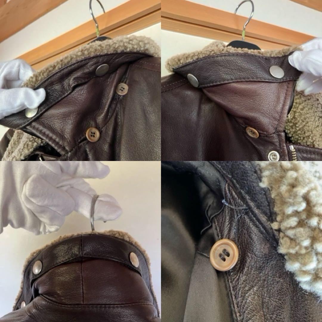 d*9様 BALLY ブラウン レザージャケット ボア襟　イタリア製