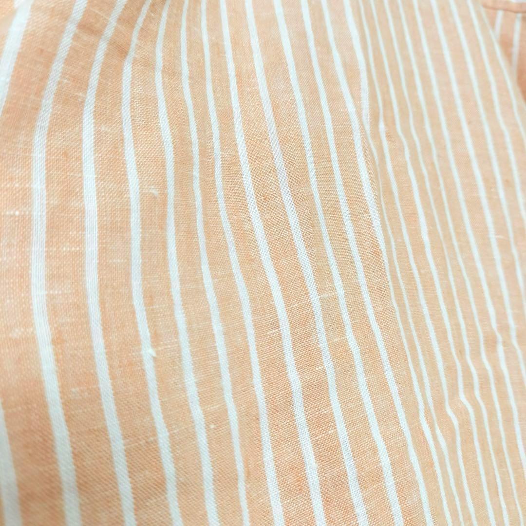 ポロラルフローレン　リネン　麻　オレンジ　ストライプ　シャツ　リラックスフィット