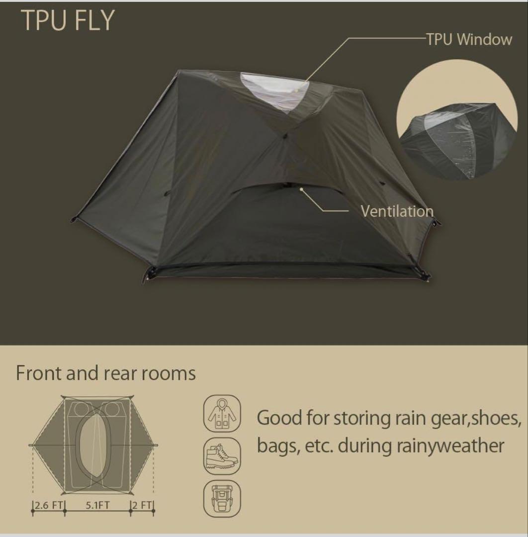 CAMVIL GODONG2.0 カーキグリーン フライシート グランドシート付