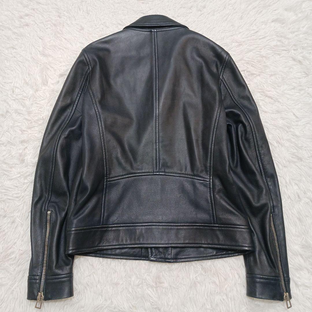 ✨良品✨PS PaulSmith ダブルレザーライダースジャケット　ネイビー　M