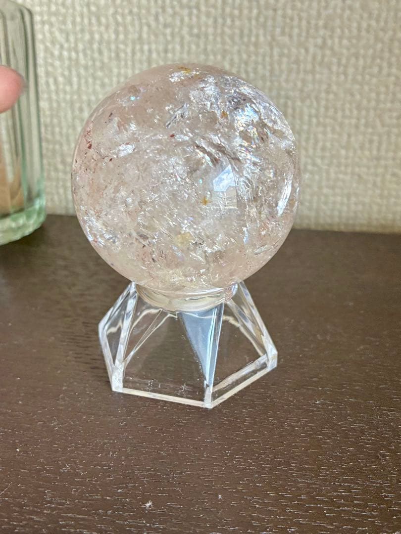 高品質✨高クリア感＆虹キラキラ✨アメリカ産ピンクアゼツライトスフィア50mm❗️