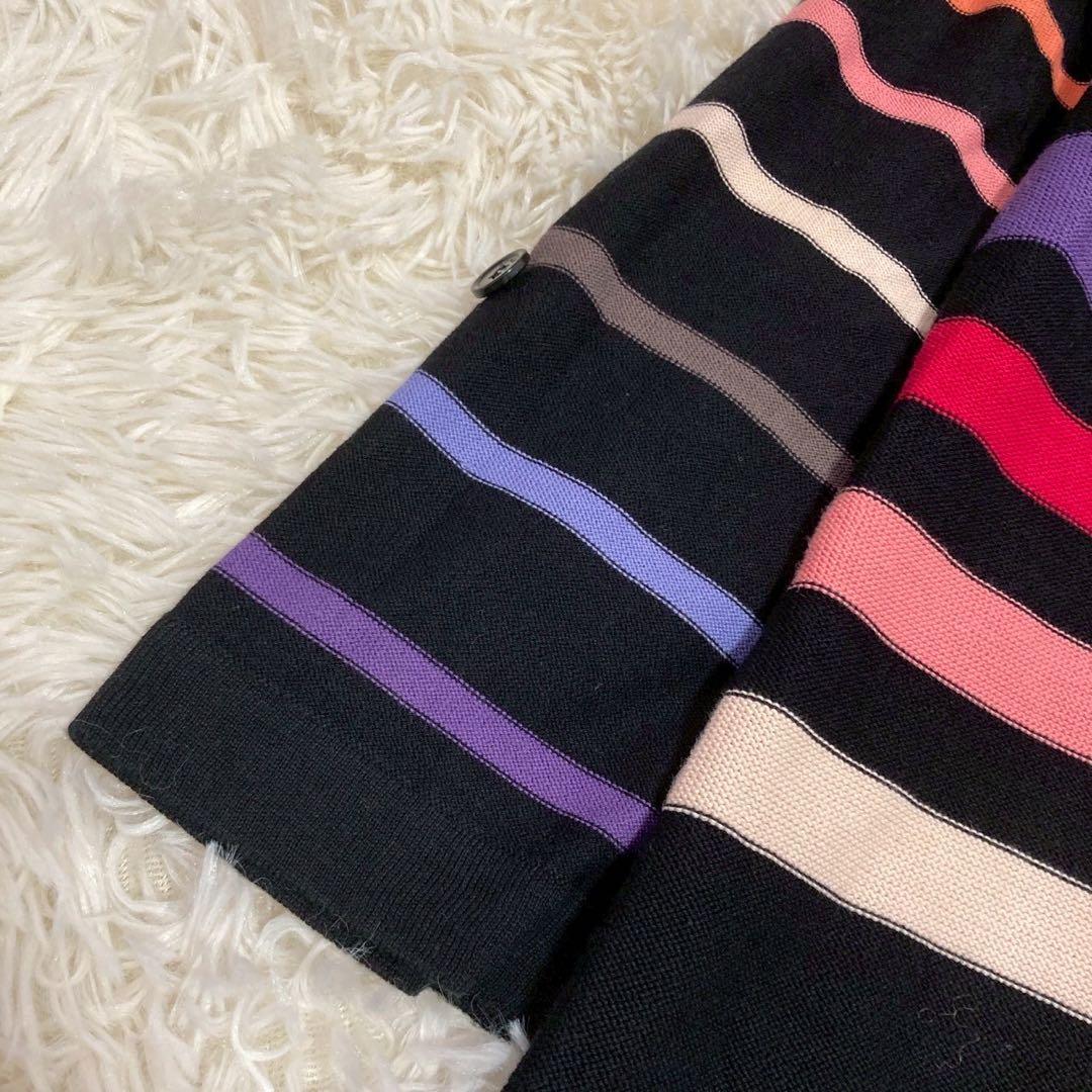 SONIA RYKIEL ボーダーニットワンピース ブラック 38 マルチカラー