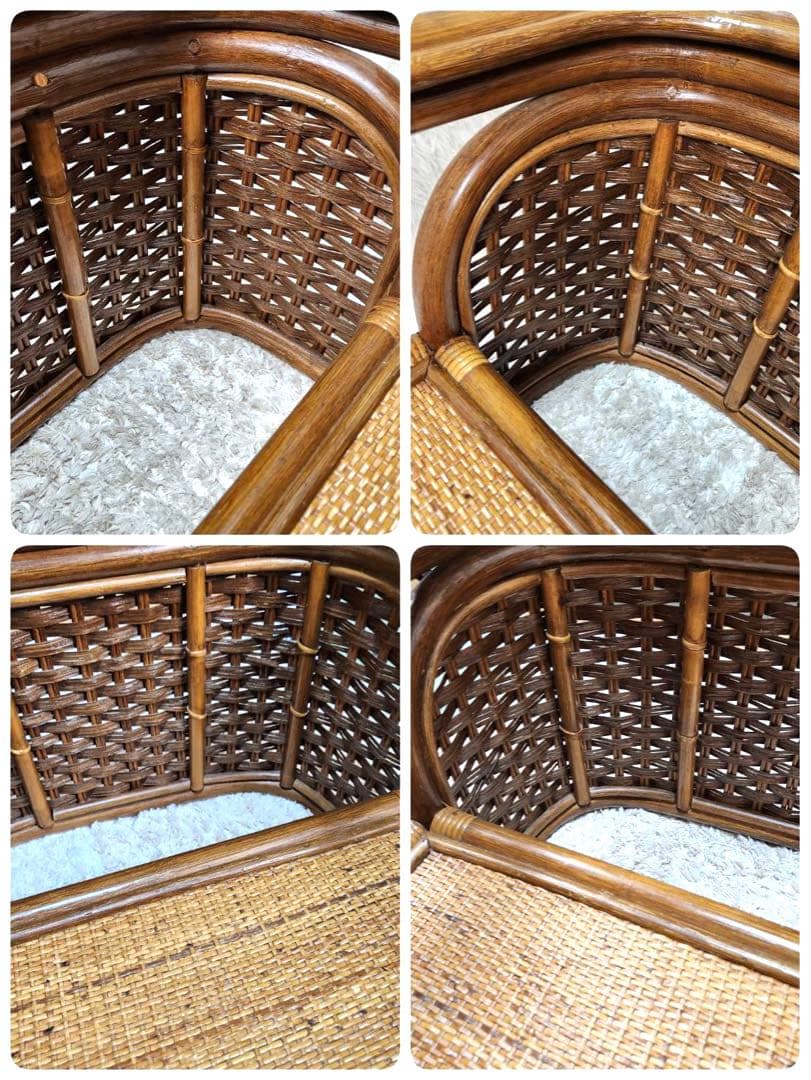 昭和レトロ 籐家具 ラタンセンターテーブル ビンテージ ガラステーブル　引き出し