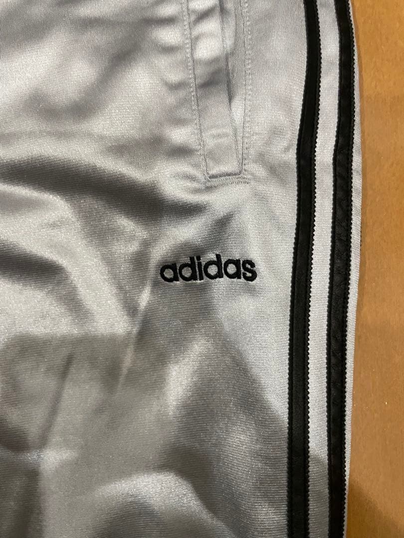 【希少】adidas トラックジャケット　シルバー×黒レザー　セットアップ　M