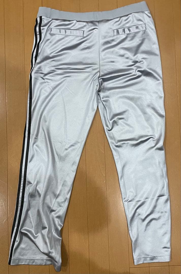 【希少】adidas トラックジャケット　シルバー×黒レザー　セットアップ　M