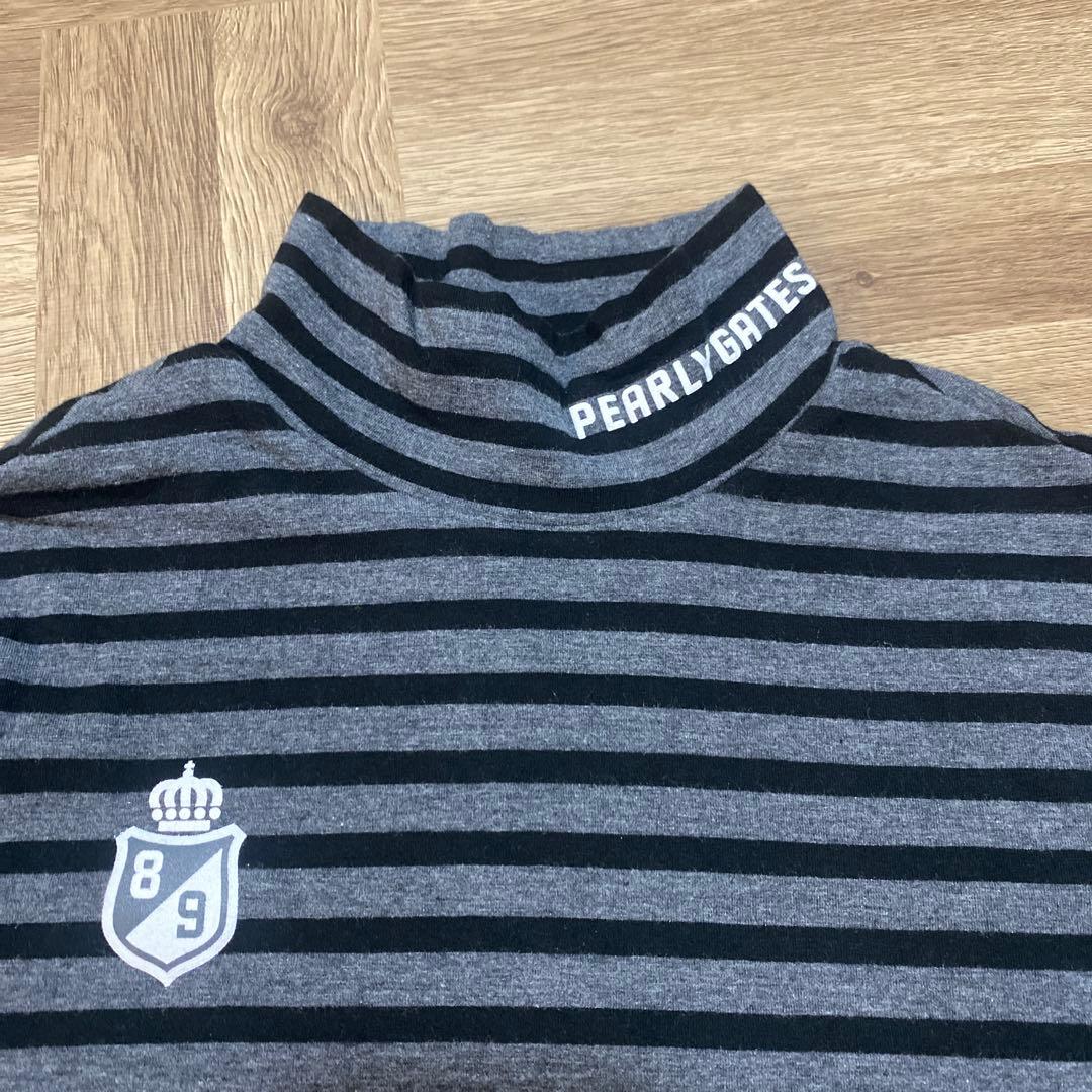 パーリーゲイツ♡長袖モックネックシャツ♡グレー♡ブラック♡ボーダー♡L