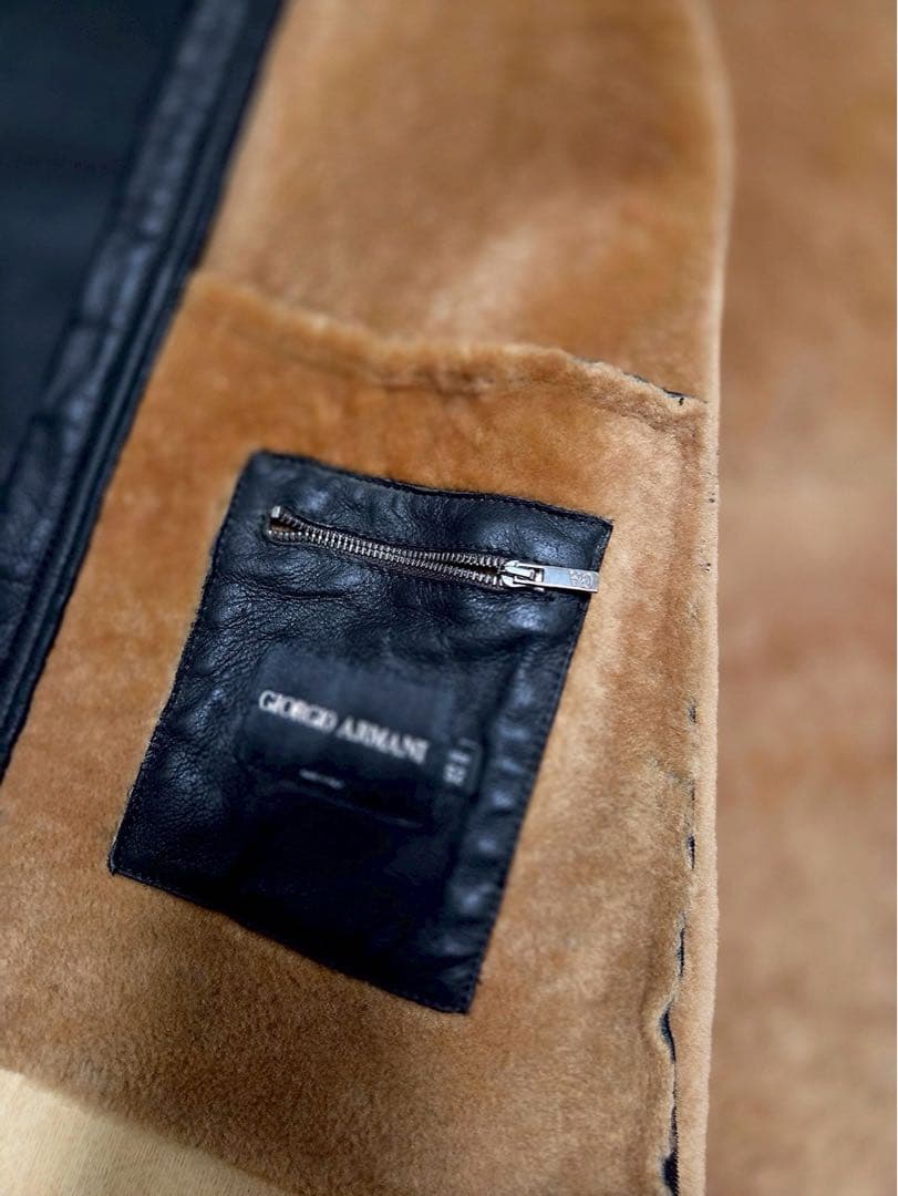 GIORGIO ARMANI最高級黒ラベル BORGO21 レザーブルゾン