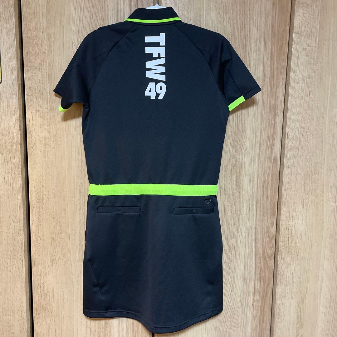 【TFW49】ポロワンピース ブラック×ネオンイエロー Sサイズ