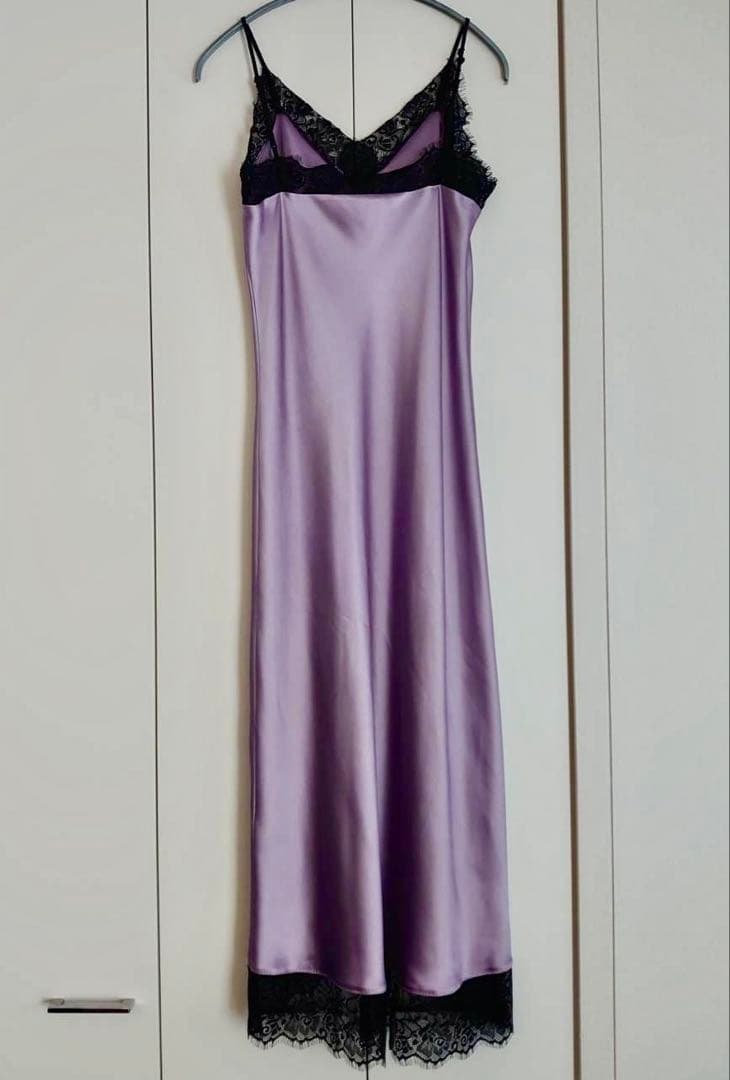 オールセインツ　ラベンダー サテン キャミワンピース UK 6 美品