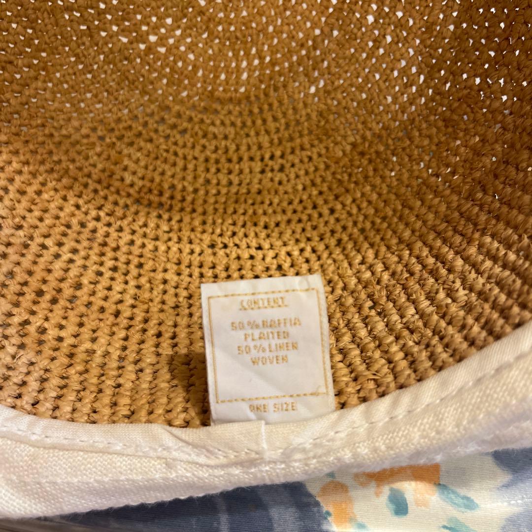 ヘレンカミンスキー ラフィアハット 麦わら帽子　ホワイト コットン ナチュラル