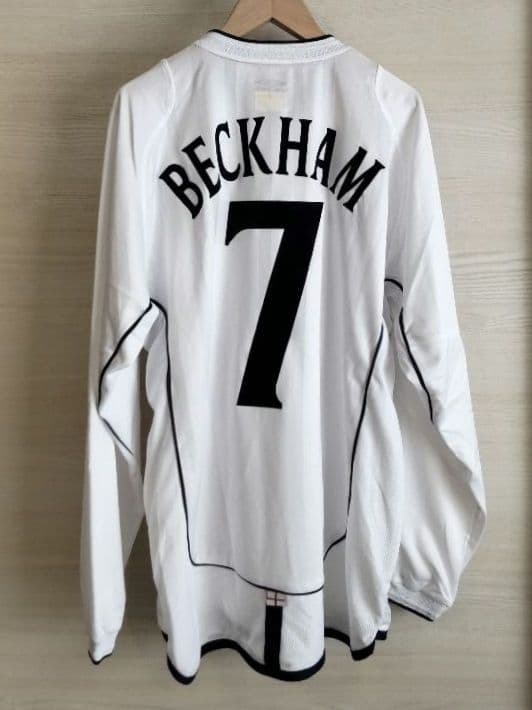 美品 イングランド代表 サッカー 長袖 ユニフォーム M ベッカム 7 アンブロ