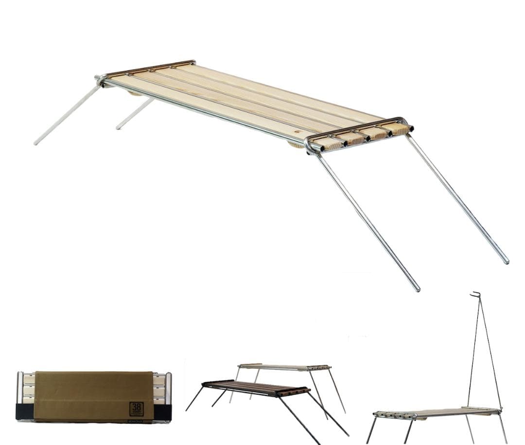 A38grate ウッドテーブルとロストルとケースが組み合わされた多機能テーブル