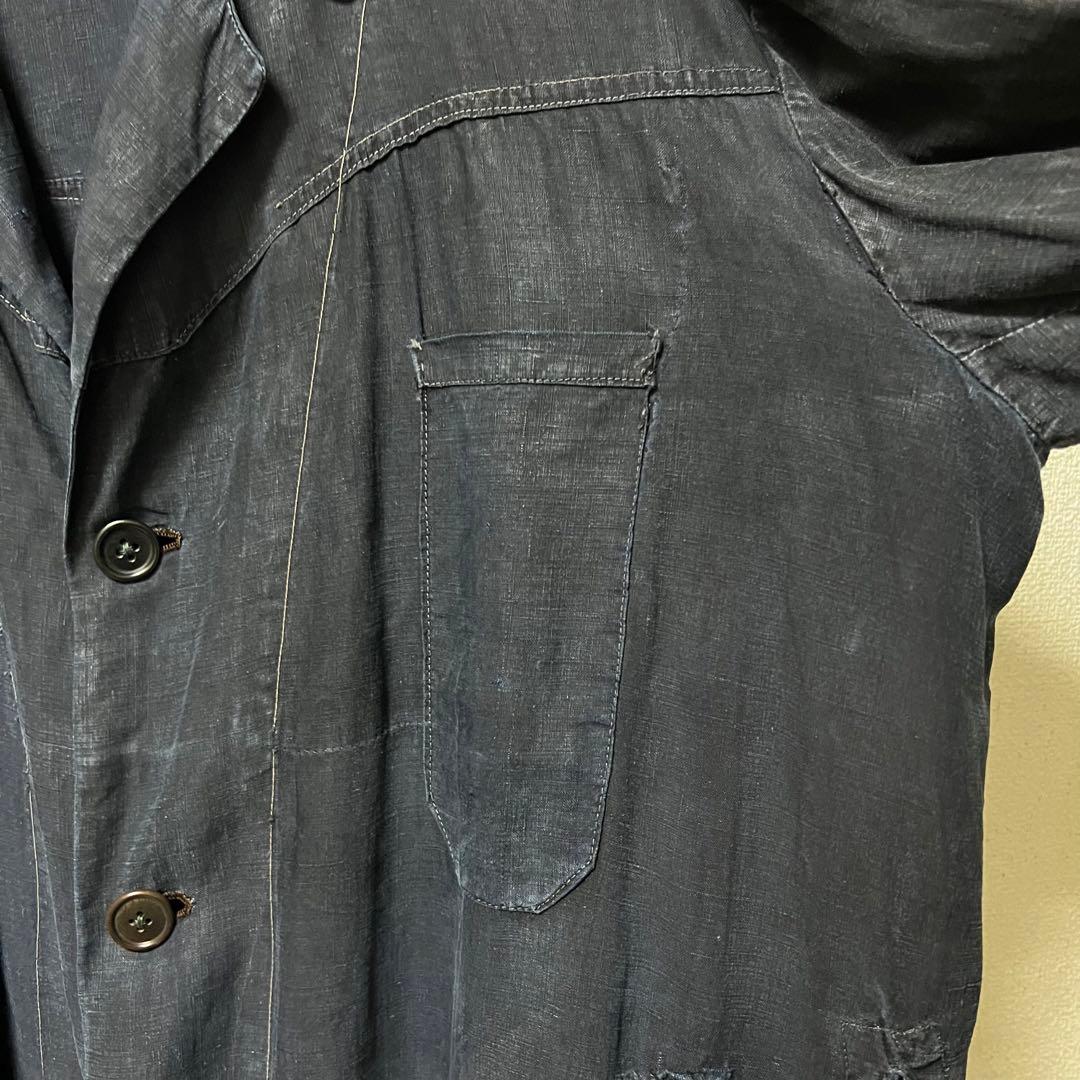 30s french vintage インディゴリネン マキニョンコート