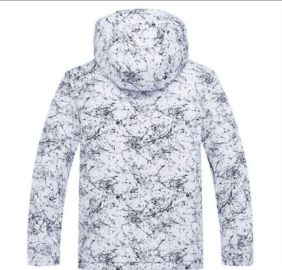 スキー スノボ ウェア ウエア 大理石 タイダイ柄 子供用 青　ブルー　上下　白