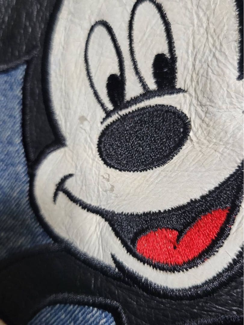 ​90s ミッキー・アンリミテッド 刺繍 デニムジャケット Mサイズ