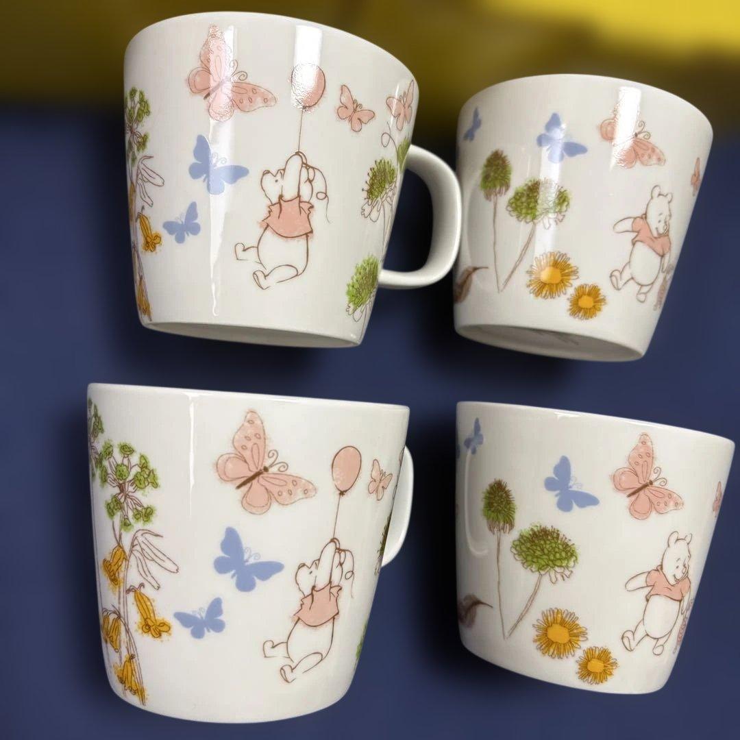 【新品未使用】プーさん　マグカップ4個セット&パスタカレー皿 6枚セット