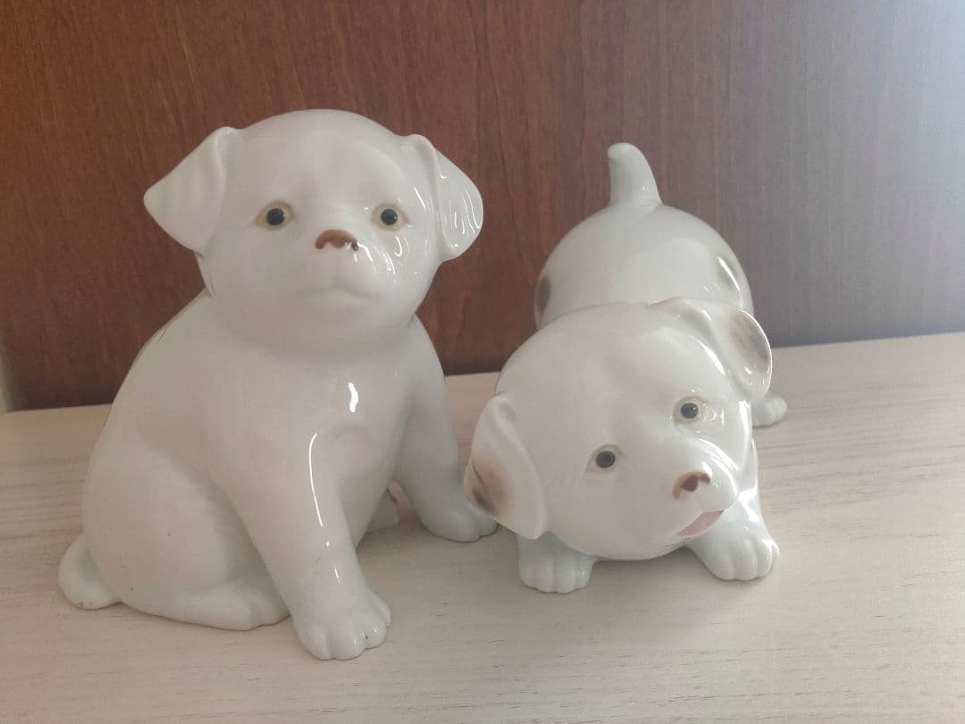 有田焼 伊平作 磁器製 犬 置物 一対 今右衛門系 伊万里焼