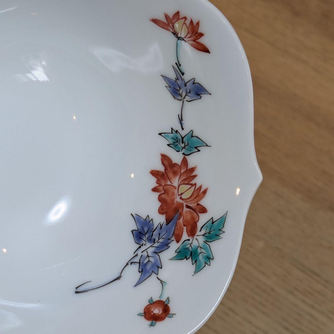 人間国宝　十三代　酒井田柿右衛門　牡丹文　中付　五客　共箱　栞