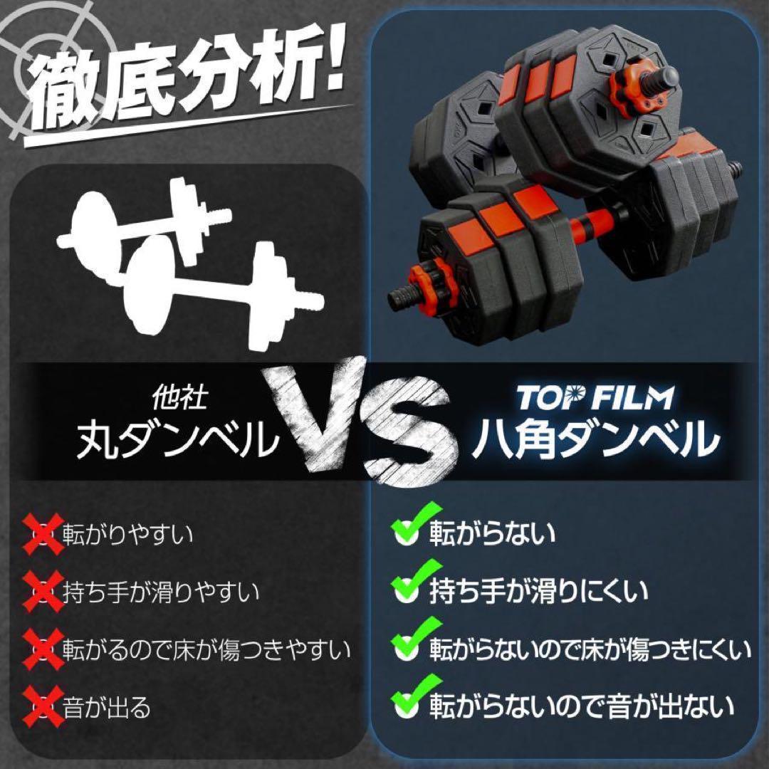 八角ダンベル 可変式 2個セット 合計40kgシャフト付き 転がり防止B2085