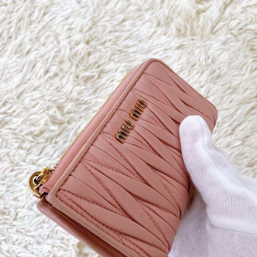 ミュウミュウ♡ケース マテラッセ ピンク ベージュ系 ゴールド金具