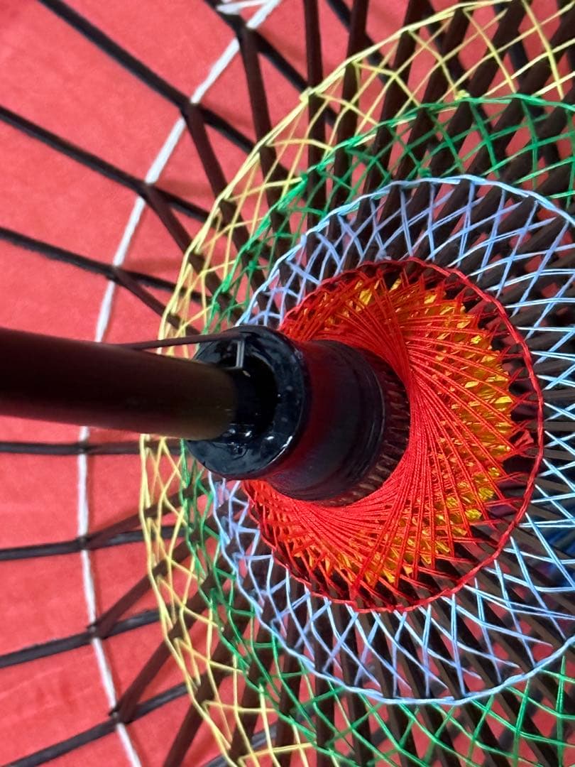 蛇の目傘　番傘　絹　シルク　赤　和傘　傘　二段継　舞踊　大衆演劇　着物　撮影