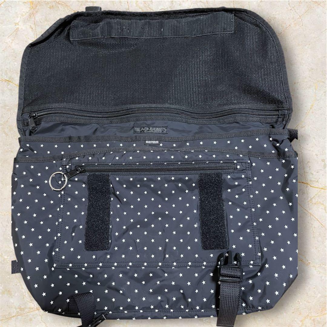 HEAD PORTER ブラックビューティー　星柄メッセンジャーバッグ