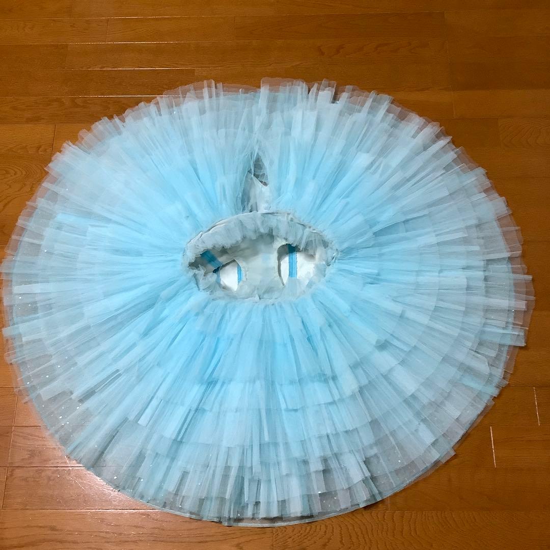 バレエ衣装　チュチュ　水色　頭飾り付き