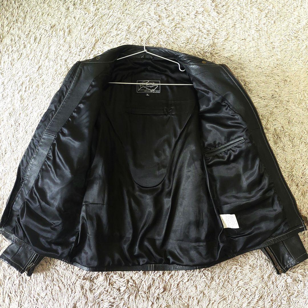 【3L・牛革】Greedy レザージャケット　ブラック　メンズ　グリーディー