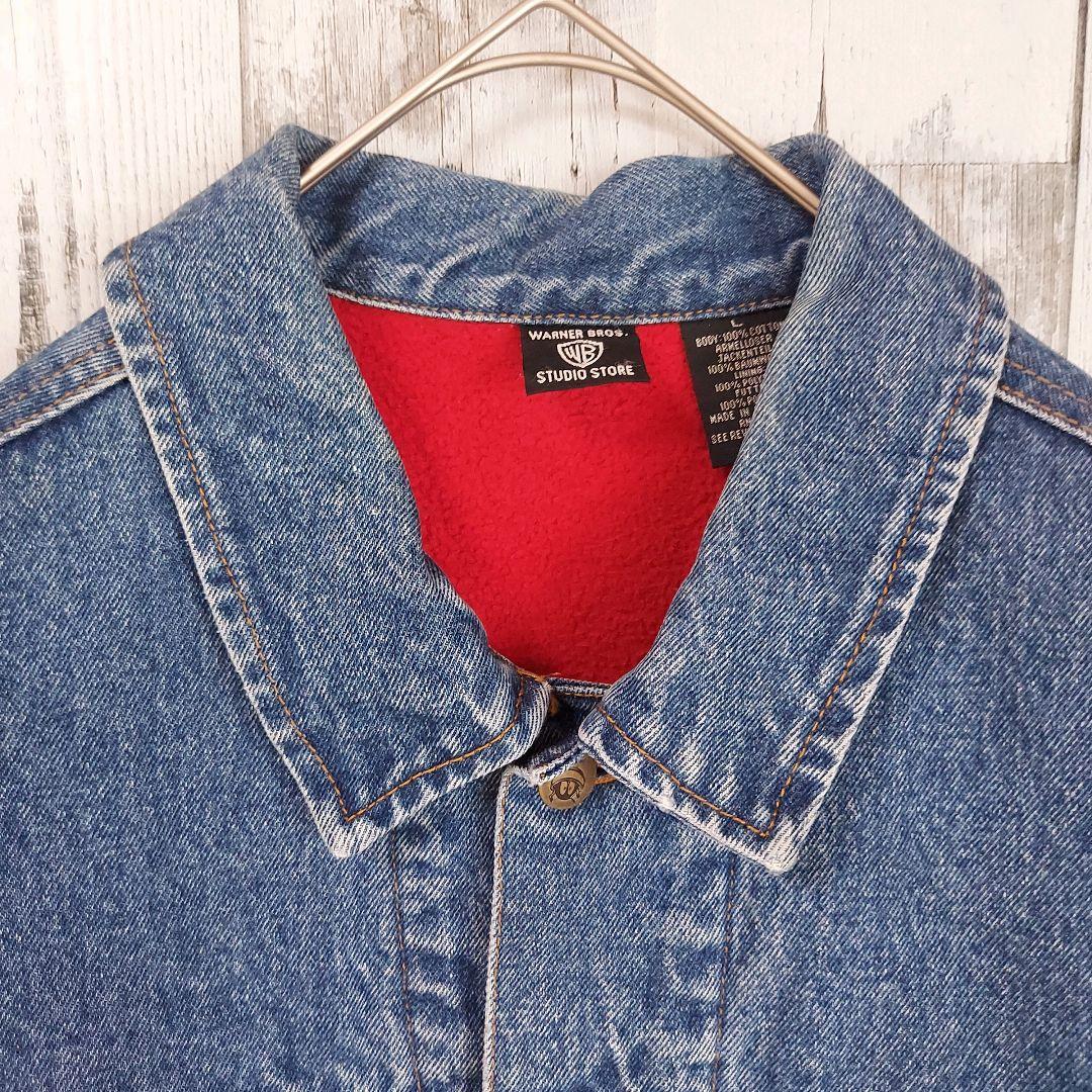 ワーナーブラザーズ 希少 ルーニーテューンズ マービン デニムジャケットXL相当