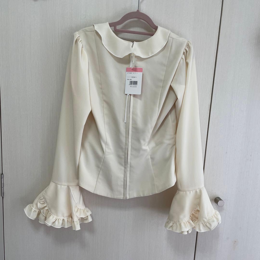 HERMINOSA フリル付きトップス HP-906B Lサイズ アイボリー