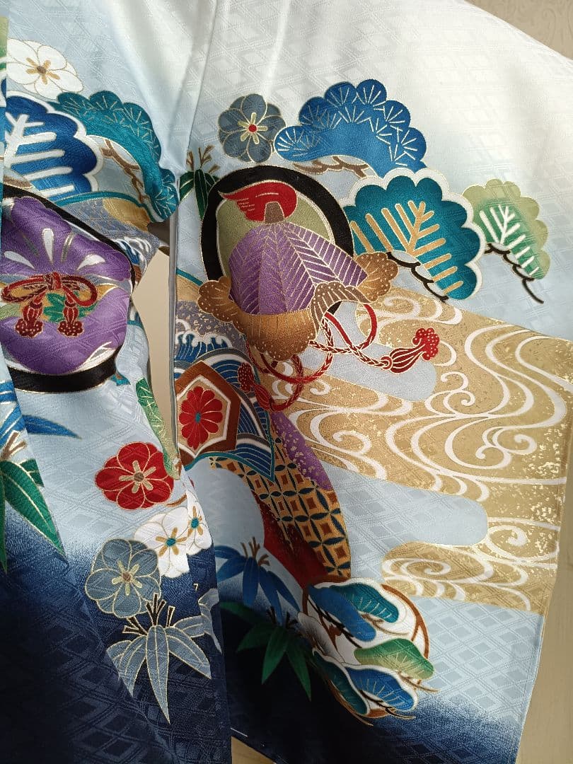 白地に鷹が格好良い☆七五三男の子５歳着物セット